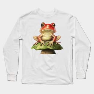 Cute Frog on Toadstool Long Sleeve T-Shirt